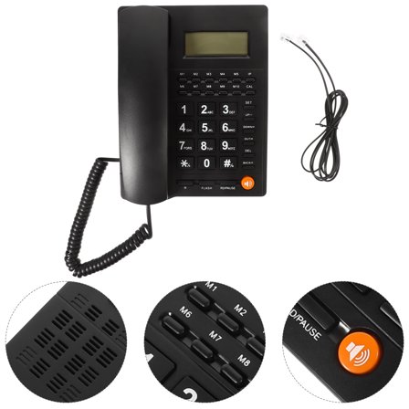 FUEENIRVA Black Corded Telephone for Office and Home with Large Buttons and Caller Id