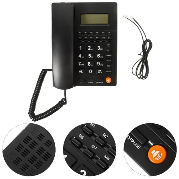 FUEENIRVA Desk Telephone for Landline with Big Buttons Black Corded Phone Suitable for Office and Home