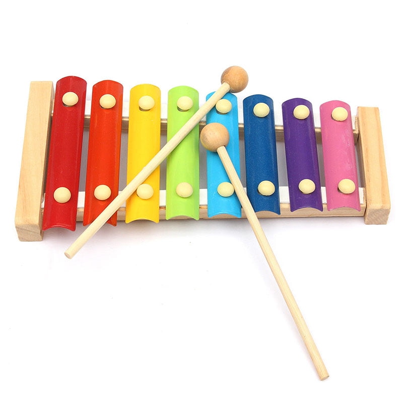 Wooden 8 Notes Keys Xylophone CiCy Kids Xylophone Wooden Musical Toys Children Musical Instrument with 2 Wood Mallets Educational Toy