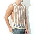 thumbnail image 2 of YLSDY Men's Mesh Knit Tank Tops Fashion Fishnet Transparent Sleeveless Shirts Lightweight Crew Neck Breathable Tops Slim Fit Muscle Sport Clothing Beige XL, 2 of 4