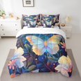 thumbnail image 2 of Blue Butterfly Bedding Comforter Sets 7pcs Lady Pink Floral Bed in a Bag, Chic Flower Twin Bedding Sets Cute Animal Comforter Set, Botanical Leaves Bedding Sets & Collections, 2 of 6