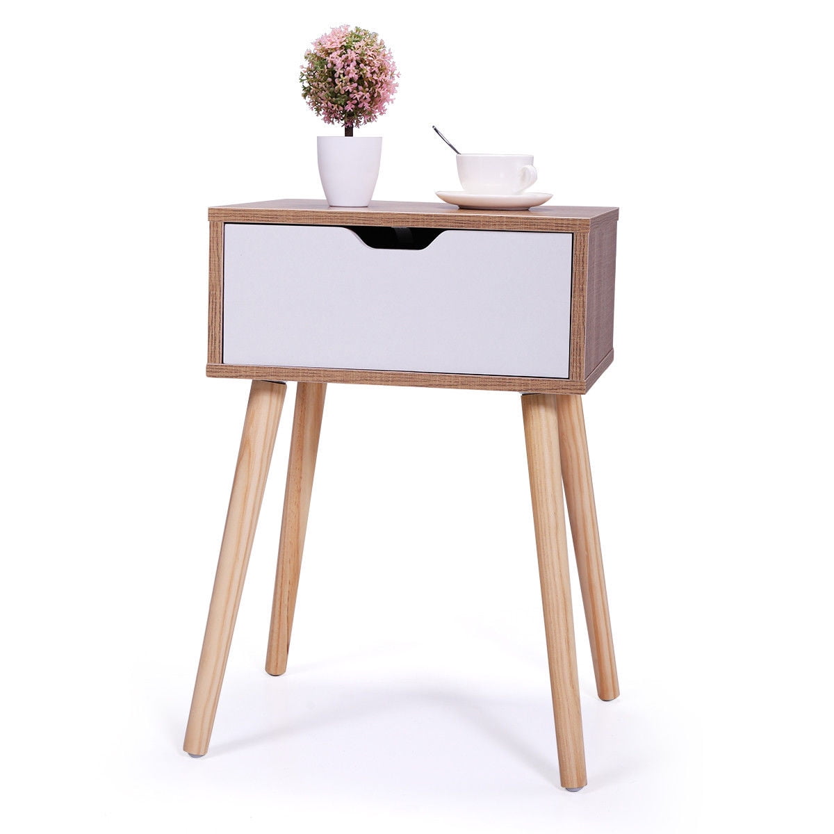 Kepooman Night Stand with Storage Drawer, Modern Furniture Wood End Side Table - Walnut Kepooman Night Stand with Storage Drawer, Modern Furniture Wood End Side Table - Walnut