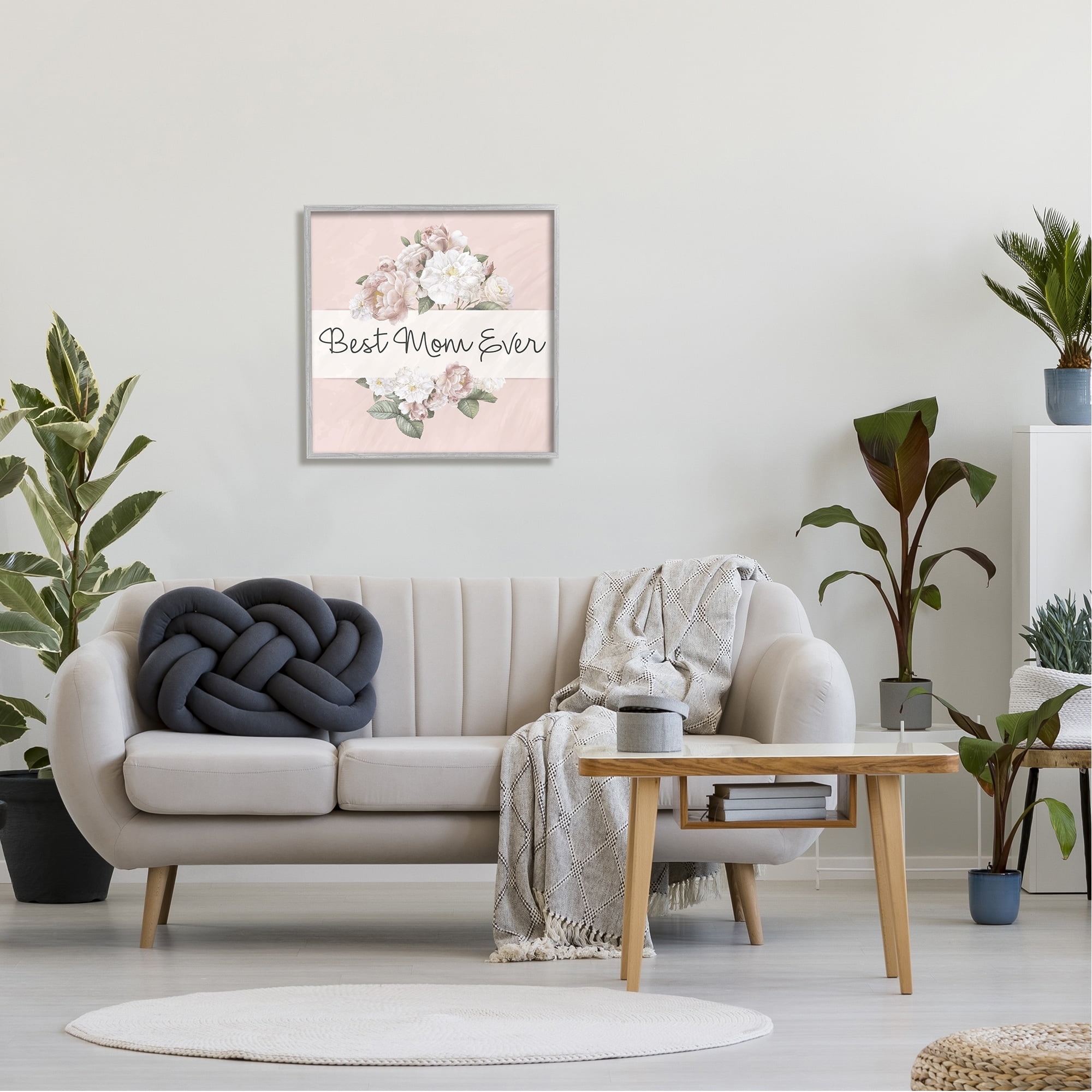 Stupell Industries Best Mom Ever Delicate Flower Bouquet Text Quote Framed Wall Art, 24 x 24, Design by Kim Allen