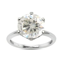 AFFY 3 Carat Round Moissanite Diamond Solitaire Engagement Ring for Women 10K Solid White Gold-6.5