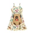 thumbnail image 6 of Uourmeti Capybara and Pink Love Print Girls Summer Dresses Cute Spaghetti Strap Flowy Tiered Dress 5-6T Kids Kawaii Clothes Causal A Line Midi Dress for Party School Beach, 6 of 7