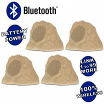 Theater Solutions B62S Fully Wireless 400 Watt Rechargeable Battery 6.5" Bluetooth Rock 4 Speaker Set Sandstone Link Up To 99 Speakers Wirelessly