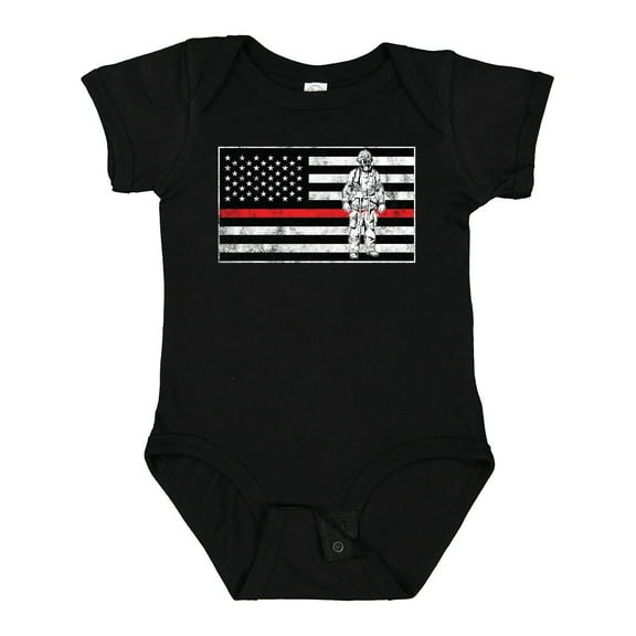 Inktastic Firefighter Red Line Flag Fireman Boys or Girls Baby Bodysuit