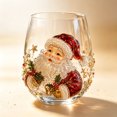 thumbnail image 3 of 3D Christmas Glass Art Cup, Elegant Christmas Santa Pattern Drinking Cup, Clear Stemless Glass for Coffee Tea Juice Holiday Celebration, 3 of 7