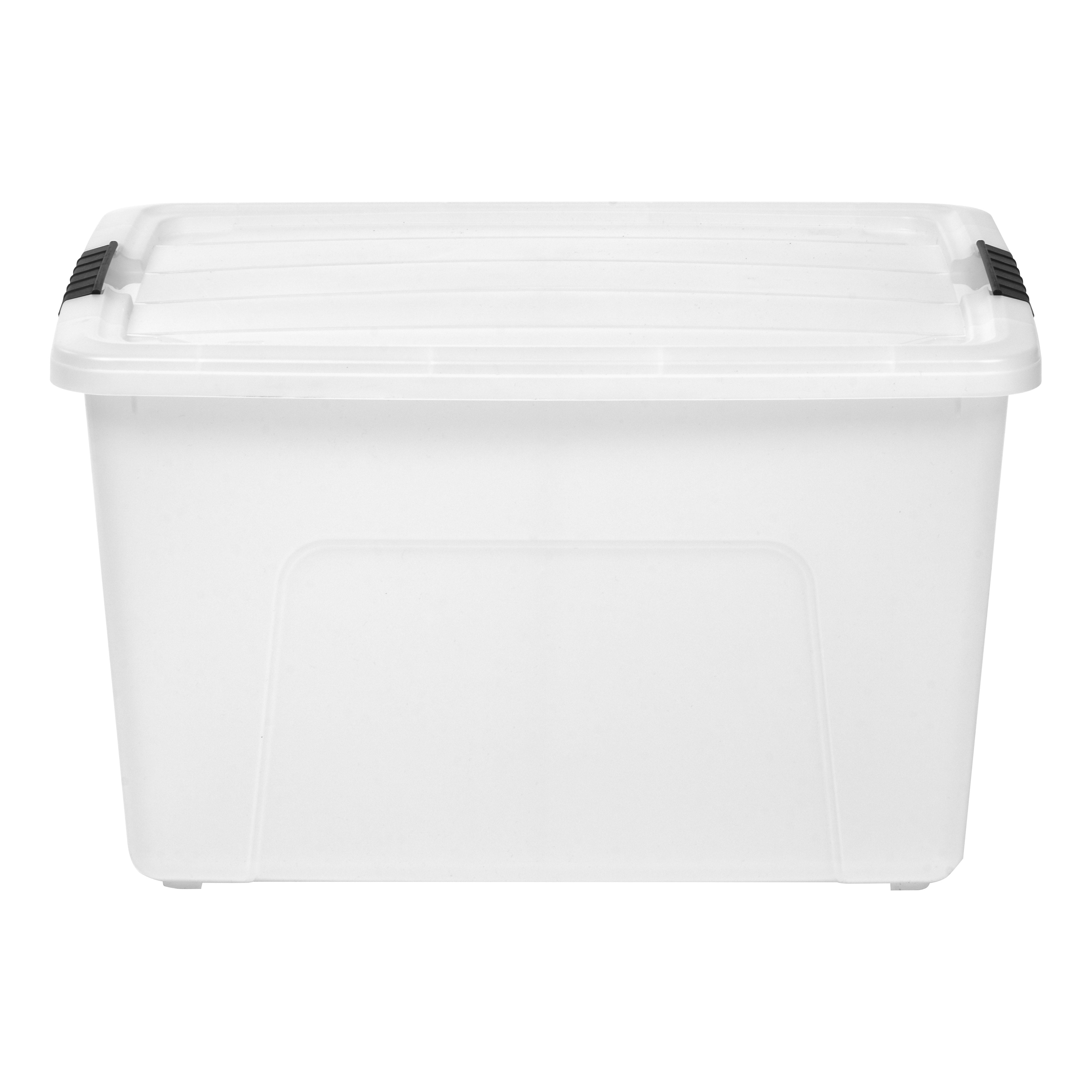  BTSKY Plastic Container Box with Lid, Car, Kitchen  Organizing(Clear White)