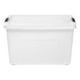 IRIS USA 60 Qt. (15 gal.) Stackable Plastic Storage Box with Latching Buckles, Pearl