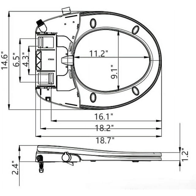 Ourlova Siège de Toilette Rond 17” Auto-Nettoyant avec Double Buses, Pression de Pulvérisation et Position