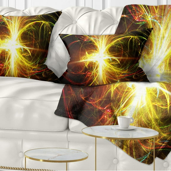 Designart Fractal Hoops - Abstract Throw Pillow - 12x20