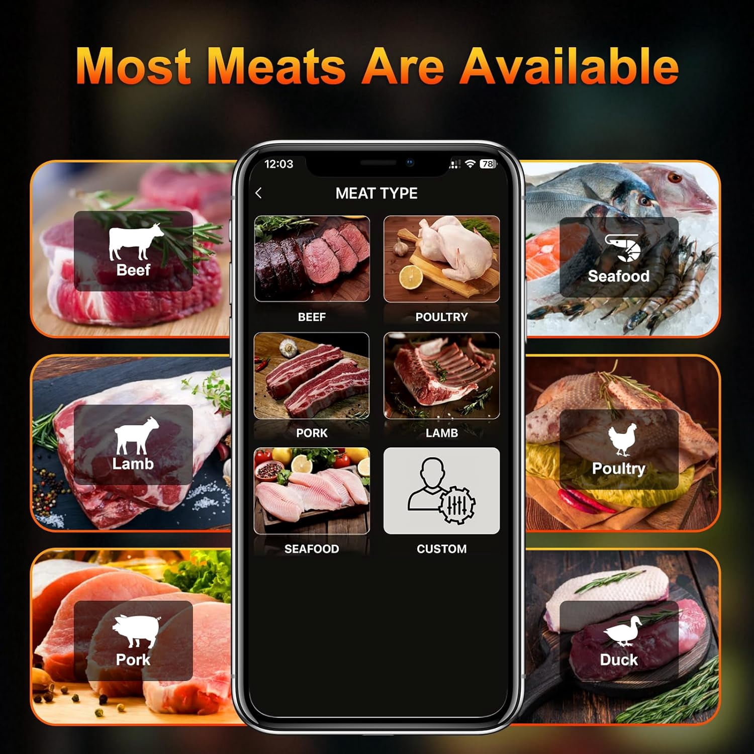 Wireless Meat Thermometer with 2 Ultra-Thin Probes, Smart Digital Bluetooth Food Thermometer 600FT Remote Range, Standalone Smart Base for Grill Roast Oven, Cooking Gifts