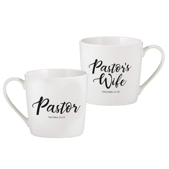Pastor & Pastor's Wife White Ceramic Coffee Mug Gift Set