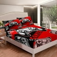 thumbnail image 3 of Gaming Fitted Sheet Teens Red And Black Gamer Sheets Video Game Bed Sheets Room Decor Bedding Twin Size 2 Pieces Sheets, 1 Fitted Sheet with 1 Pillowcase, 3 of 5
