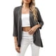 thumbnail image 4 of Cárdigan de manga tres cuartos para mujer de VISgogo, blusas con dobladillo caído con volantes de Color sólido con parte delantera abierta, prendas de vestir finas de estilo informal de calle VISgogo  moda, 4 of 6