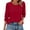 Red, variant on MIXUE Boho Tops For Women Summer Autumn Solid Color Round Neck Long Sleeve Loose Fit Casual Tee Shirts Daily-Wear,White,M