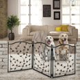 thumbnail image 3 of Freestanding Foldable 3-Panel Metal Pet Gate, Portable Lightweight Dog & Cat Barrier, Wide Puppy Fence for Doorways, Stairs & Hallways, 3 of 10