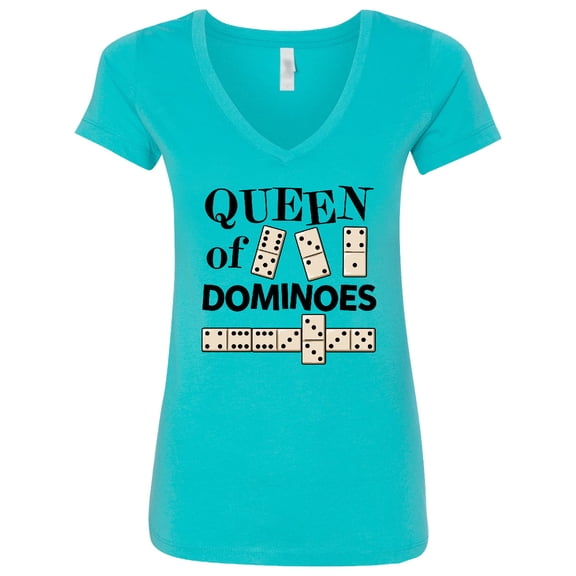 Inktastic Queen of Dominoes Women's V-Neck T-Shirt