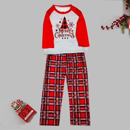 

Uorcsa Fashion Dad Family Clothes Pajamas Plaid Comfy Christmas Tops+Pants Print Funny Parent-child clothing Red