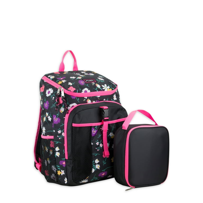Fuel Unisex Top Loading Backpack and Lunch Bag Set 2 Piece Floral Bird Print