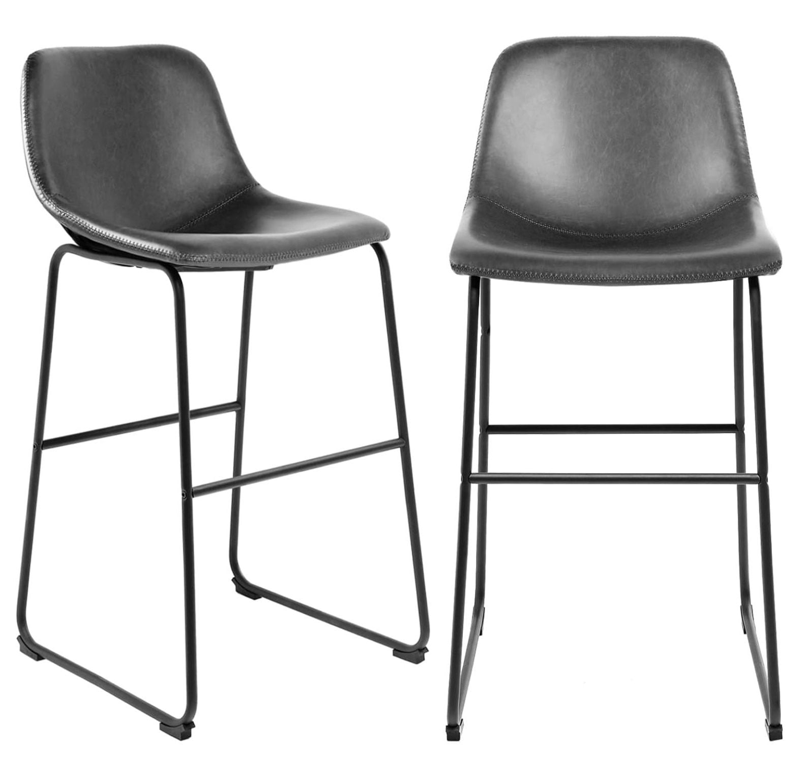 CangLong Set Of 2 Faux Leather Counter Stools - Modern Back & Footrest Bar Stools For Kitchen Island, Pub Table 4 thumbnail image