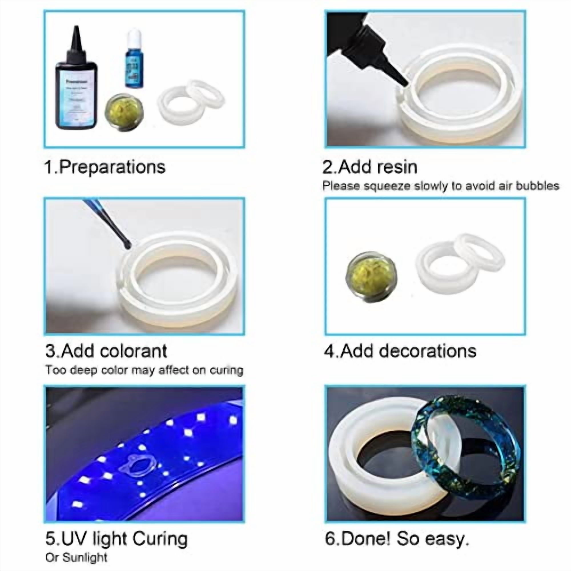 5X100ML+10x30ML Crystal Clear Transparent Epoxy Resin Led Resin for Resin Molds jewelry Earrings Necklace Bracelet Making
