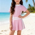 thumbnail image 2 of Gubotare Swimsuit Girl Baby Girls Swimsuit Long Sleeve Zipper Bathing Suit One Piece Swimwear 3T 4T (Pink,3-4 Years), 2 of 6