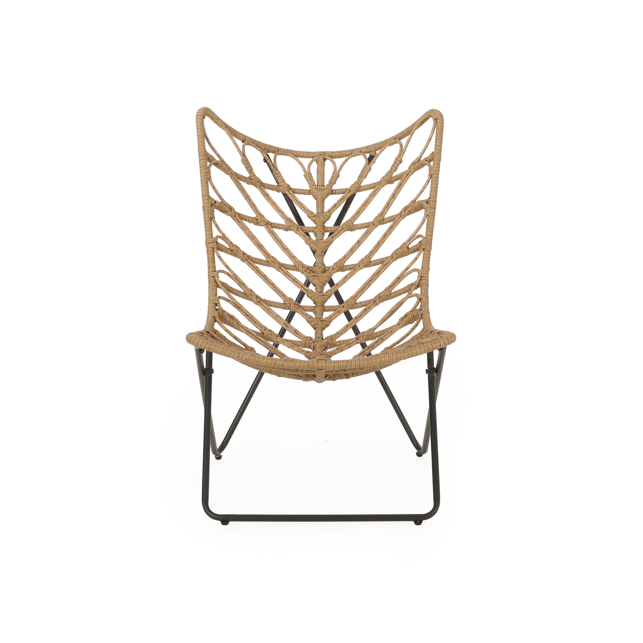 Broxon Wicker Outdoor Accent Chairs, Set of 2, Light Brown and Black