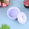thumbnail image 4 of EeaseMX Recipiente de cerámica para hornear, resistente al calor, para pudín, gelatina, postre, tazón pequeño con tapa para cocina casera (morado), 4 of 7