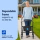 thumbnail image 2 of Andador con ruedas Medline de acero para adultos con movilidad reducida, color negro, capacidad de peso de 136 kg, ruedas de 20 cm, plegable, asas ajustables, ideal para personas mayores., 2 of 5