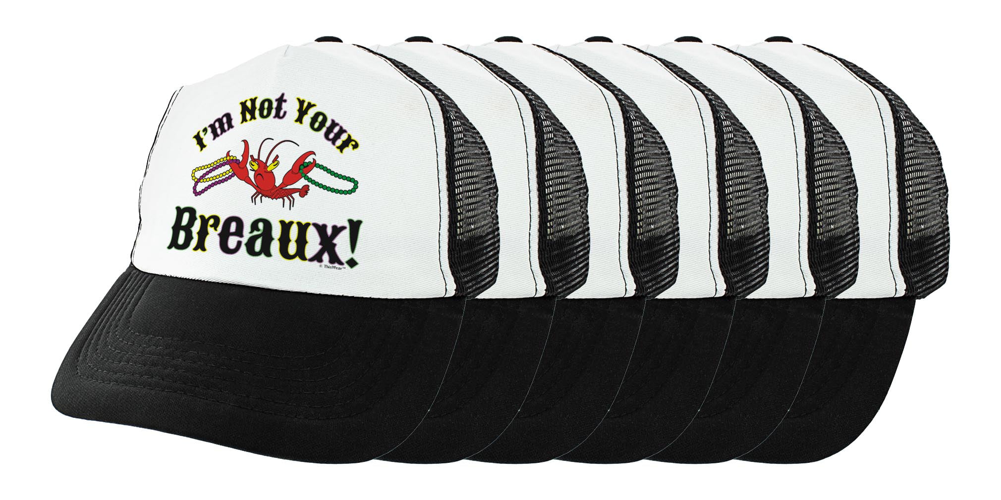 ThisWear Mardi Gras Hats for Men & Women Not Your Breaux Mardi Gras  Accessories 6-Pack Snapback Trucker Hats
