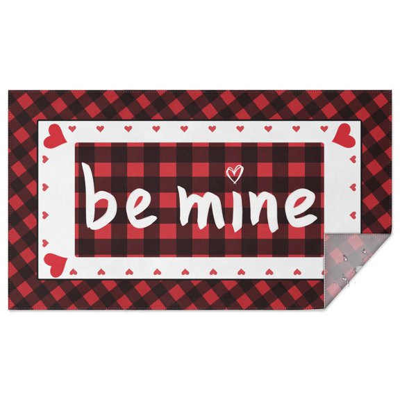 Valentines Day Love Be Mine Tablecloth,Wipeable Polyester Table Cover for Rectangle Tables,Foldable Tableclothes Decoration Tablecloths for Dining Room Camping Indoor Outdoor