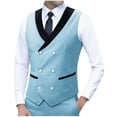 thumbnail image 3 of Yaoyar Mens Solid Color Suit Vests Lapel Colla Fashion Temperament Sleeveless Lapel Solid Color Pocket Suit Slim Fit Waistcoat Casual Formal, 3 of 3