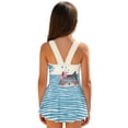thumbnail image 2 of Uourmeti Cartoon Cat Striped Wave Swim Dress for Girls - Cute Sleeveless One Piece Skirted Bathing Suit, Quick Dry Beach Pool Wear for Toddler & Kids, 2 of 8