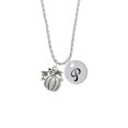 thumbnail image 2 of Delight Jewelry Silvertone Large Antiqued Pumpkin Silvertone Script Initial Disc - P - Charm Necklace, 20"+3", 2 of 4
