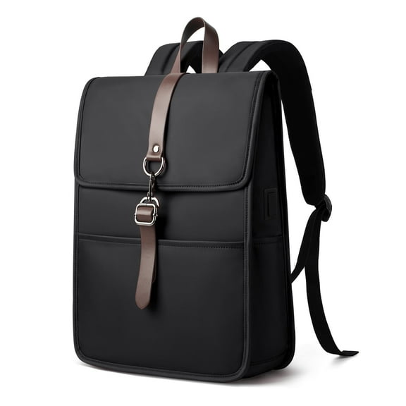 HEROIC KNIGHT Laptop Backpack for Men Women, Lightweight 15.6 Inch Business Work Bag with USB Charging Port, Anti-Theft Water Resistant Casual Daypack for Office College University Weekender-Black