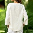 thumbnail image 4 of Bxsruta Women's V Neck Henley Shirts 3/4 Sleeve Loose Fit Casual Tunic Tops for Daily Wear, 4 of 8