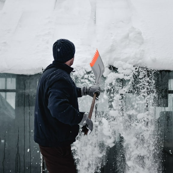ETHZZLE Metal Snow Shovel with Iron Handle, Multi-Purpose for Adults, 1 Piece Snow Removal Tool