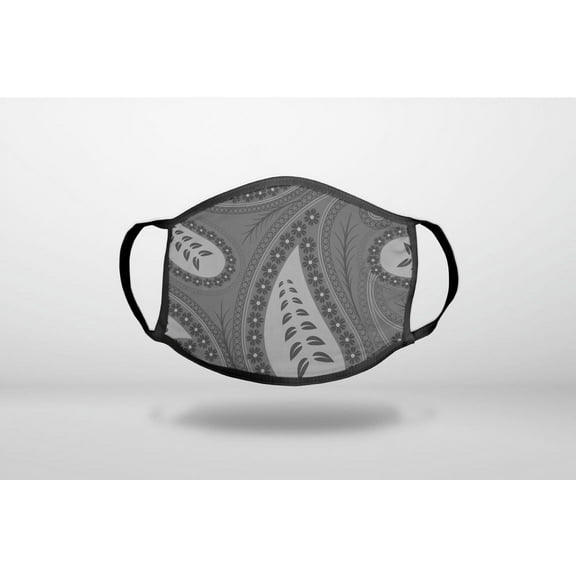 Big Grey Black Paisley - 3-Ply Reusable Soft Cloth Face Covering, Unisex, Cotton Inner Layer