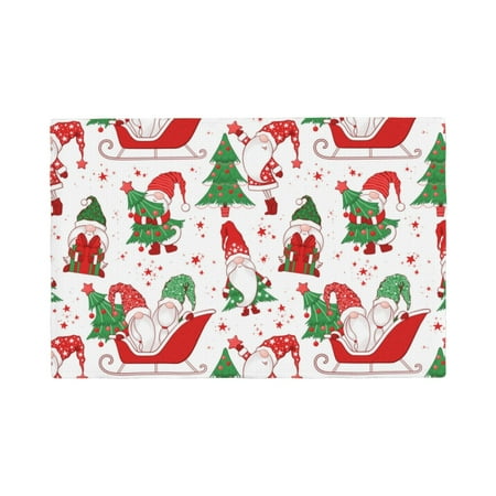 

Table Placemats Set of 6 - Gnomes Merry Christmas 12x18 In Faux Linen Double Heat Resistant Place Mats Cloth Indoor/Outdoor Placemats Washable Table Mats for Dining Kitchen Party