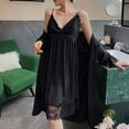thumbnail image 2 of Awdenio Robes For Women Fashion Silk Lace Robe Dress Nightdress Nightgown Sleepwear, 2 of 3