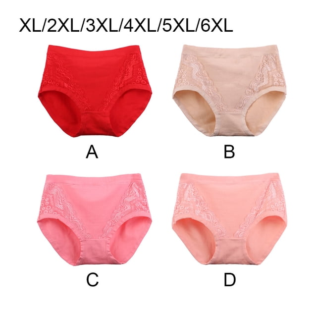 pitrice 3 Pièces Femmes Slips Couleur Unie Lavable Portable Réutilisable Tricoté Respirant Filles Lingerie Culottes Sous-Vêtements Rouge 6XL