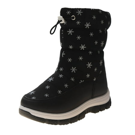 

Dpytoraw Fashion Winter Children Snow Boots For Boys And Girls Thick Soles Non And Waterproof Upper Mid Calf Boots Side Zipper Solid Color Snow Print Warm And Comfortable Size 11.5-12 Years