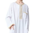 thumbnail image 2 of IBTOM CASTLE Robe for Boys Muslim Long Sleeve Thobe Abaya Saudi Arab Kaftan Islamic Zipper Arabic Dubai Dress with Pockets 11-12 Years White, 2 of 8