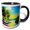 Black/White, variant on 3drose, Colorful Tent, Green Tree, Boat in the Lake, Summer Sunset Gift, 15oz Mug