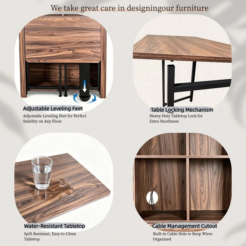 Folding Desk with Storage Cabinet,Convertible Hideaway Desk to Bookshelf, Space-Saving Wall Mount Table for Home Office, Craft, Vanity, Small Spaces