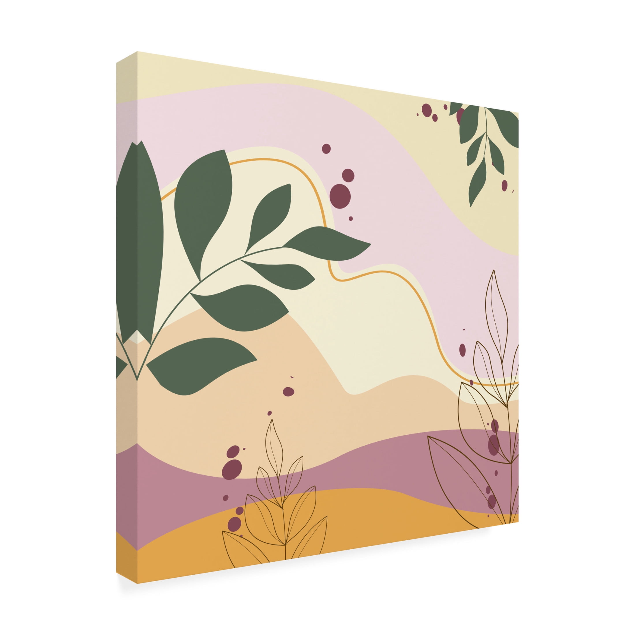 Canvas Wall Art - Jean Plout 'Abstract Botanical Garden C' Wall Art for Living Room, Bedroom, or Office Décor by Trademark Fine Art - 24 x 24 Inches