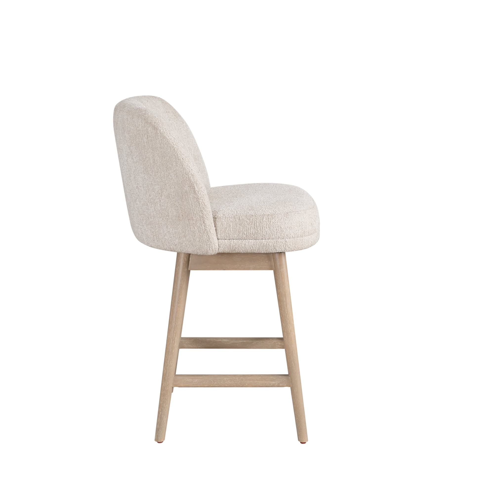 Sadie Solid Wood Upholstered 26" Counter Height Swivel Barstool with Ancient Stone Fabric Seat - Set of 2