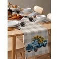 thumbnail image 3 of Blue Truck Yellow Sunflower Burlap Cotton Table Runner 13x108 Inches Long, Summer Botanical Grey Plaid Farmhouse Table Runners, Outdoor Dining Tablecloths Decor for Baby Shower/Party/Wedding, 3 of 6